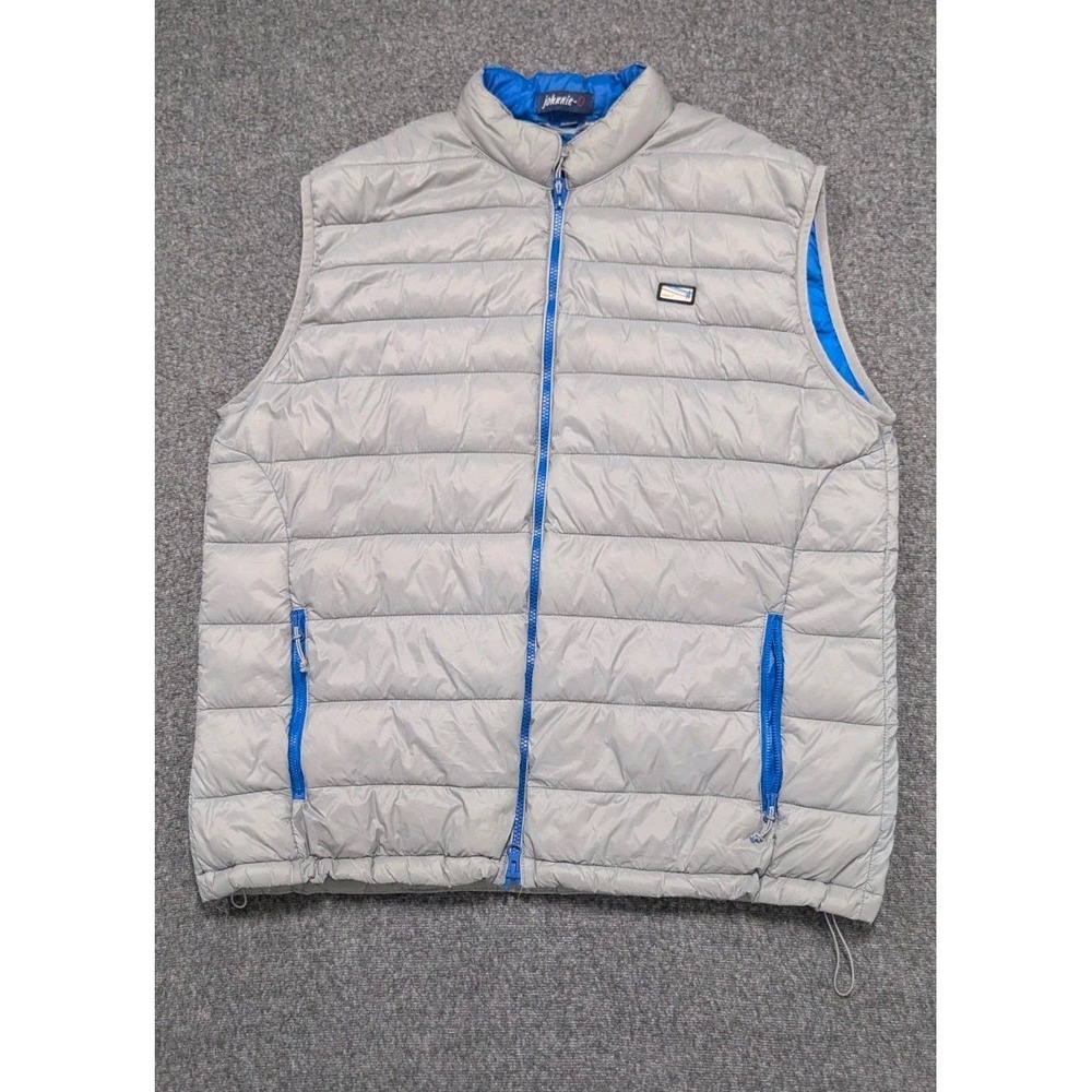 Johnnie-O Vest Mens Extra Large Gray 2 Way Full Zipped Pocket Quilted Hudson